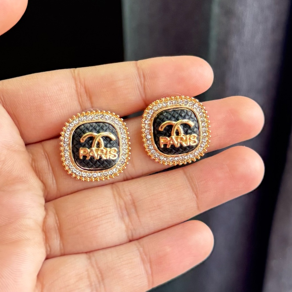 Elegant Gold and Black Earrings